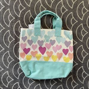 Pottery Barn Kids Icon Canvas Preppy "Juliet" Tote Bags Rainbow Hearts Tote Bag